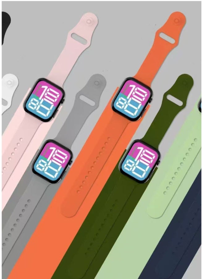 DAT Kids LED Digital Watch with Big Color Display, Soft Silicone Strap, Fun Multi-Color Bands, Adjustable Fit 159–230mm (Square 46×39.3mm) - Image 3